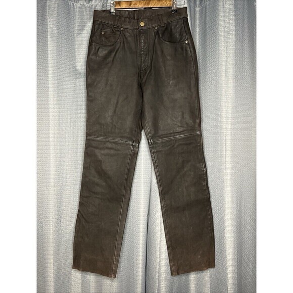 WhetBlu Women’s Brown Leather Pants Size 30 Motorcycle - Picture 1 of 16